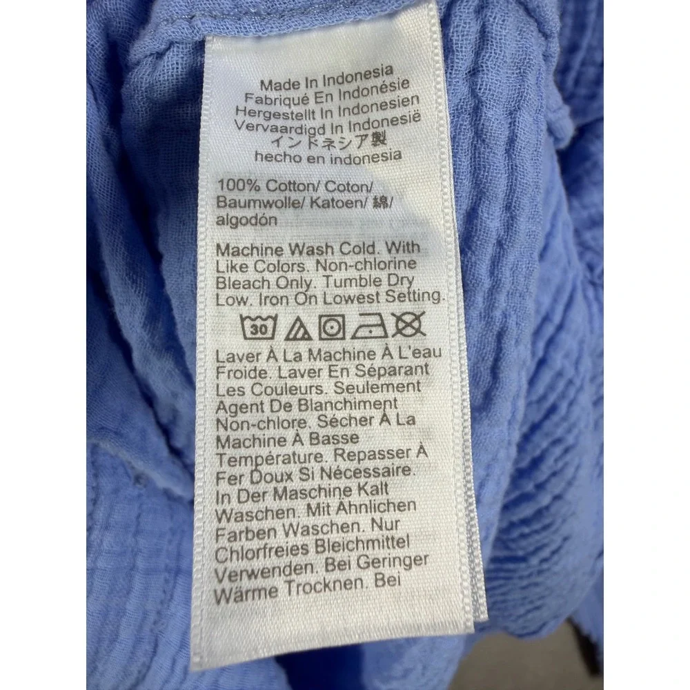 J.Crew Button Down Shirt Womens L Blue Double Gauze Cotton Long Sleeve Casual